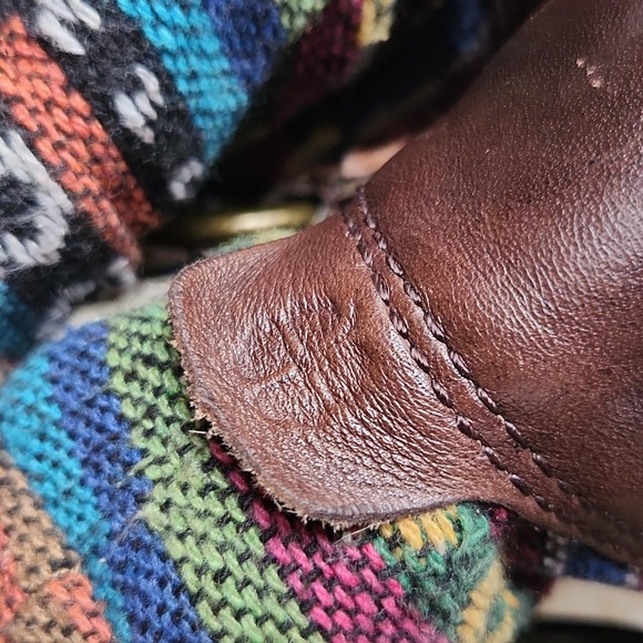 Lucky Brand Western Aztec Tribal Slouchy Tapestry Brown Ankle Pull-On Boots - Picture 6 of 10